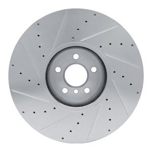 BMW 840i Brake Rotor (1) - Front - R1 Concepts - Drilled & Slotted - Silver - `16-`25